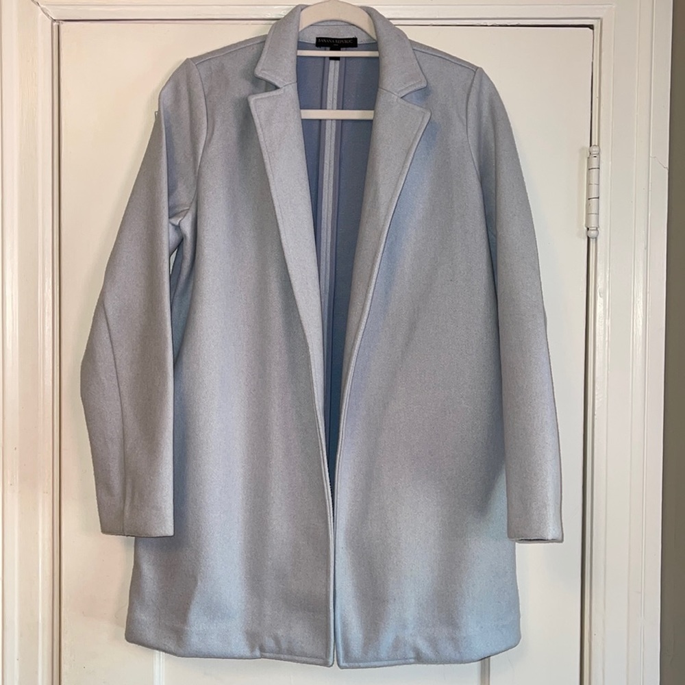 Banana Republic Factory Brushed Knit Long Blazer Size Small Light Baby B…